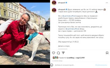 Скріншот із Instagram, Аліна Паш