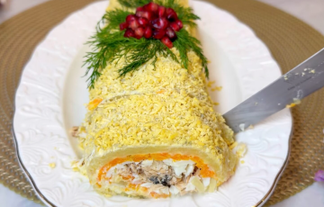 Рулет "Мимоза", кадр из видео