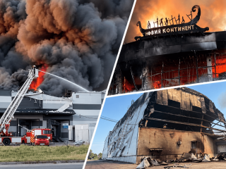 Пожар на предприятии в Днепре после российского обстрела