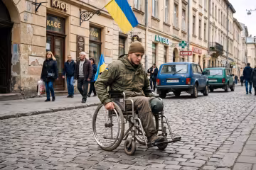 ветеран колісне крісло Львів бруківка безбар'єрність