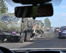 уничтоженная колонна техники окупантов в Курской области