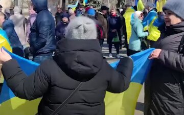 мітинг проти окупації. Фото: скрін youtube