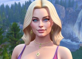 Марго Робби в игре The Sims 4, скриншот: YouTube