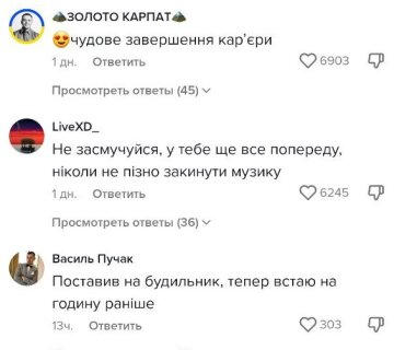 Комментарии к публикации, скриншот: TikTok