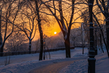 Киев, зима, рассвет, фото из соцсетей