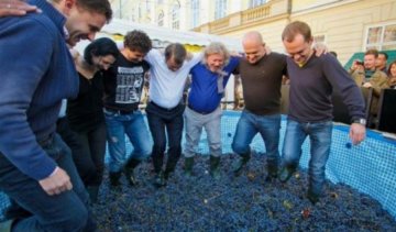  Известные львовяне на Празднике сыра и вина топтали виноград