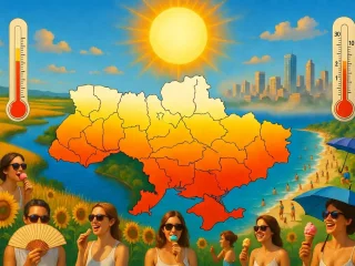 Сонце, спека та термометр з високою температурою