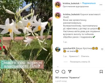 Скриншот из Instagram, Кристина Булезнюк