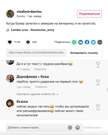 Скриншот комментариев, фото: TikTok