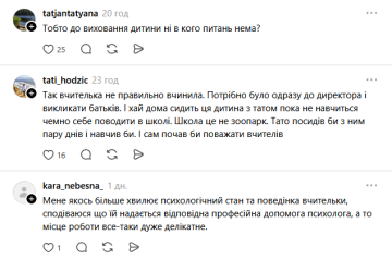 Комментарии под сообщением об учительнице и окопах: фото Treads