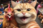 Кіт та курка, зображення: Pinterest