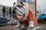Дай лапу, Джим: у Києві біля метро з'явився гігантський бульдог, вражаючі фото