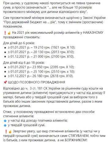 Аліменти на дитину, скрін: Безоплатна правнича допомога / Фейсбук