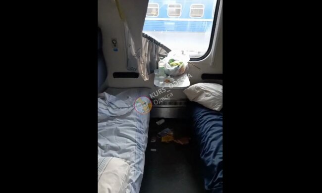 Гимнасты разнесли вагон, скриншот: Telegram