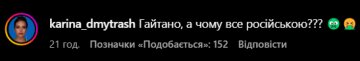 Коментарі до поста Гайтани. Фото: скріншот з Instagram