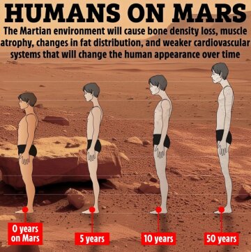 Деформація людського тіла на Марсі. Фото:The Sun