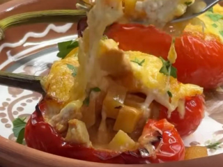 Перцы с начинкой от творожной шапочкой: фото скрин рецепта