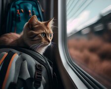 Кіт в потязі: фото з вільних джерел