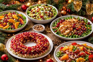 Новогодний стол, салаты, изображения: Знай.ua