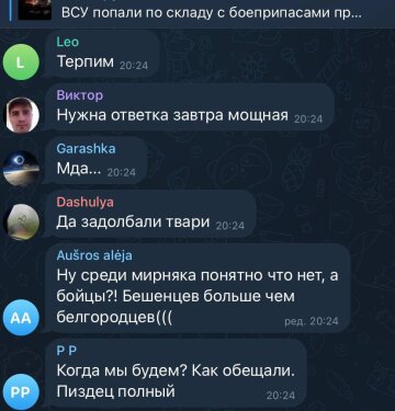 Россияне паникуют, скриншот: Telegram