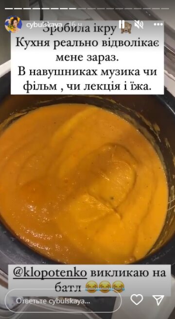 Скріншот з Insta Stories, Оля Цибульська