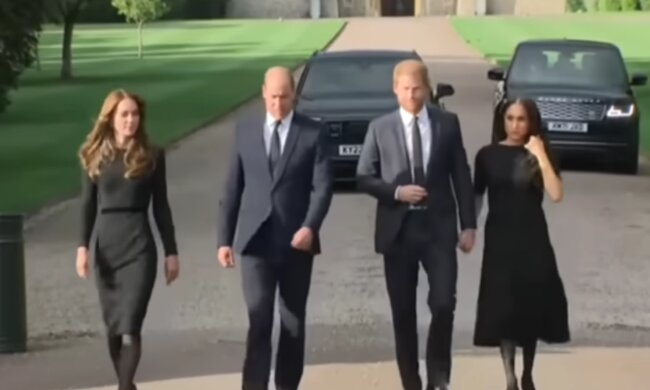 Кейт Миддлтон, принц Уильям, принц Гарри и Меган Маркл, кадр из видео
