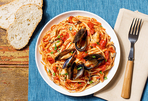 Отличный рецепт острых спагетти с мидиями