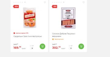 Ціни на продукти. Скриншот: АТБ