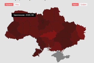 Коронавирус в Украине, скрин: my.ua/coronavirus