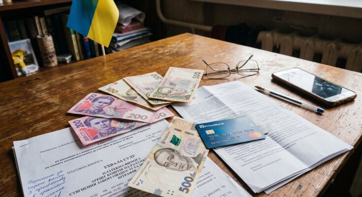 борги арешт рахунків гривні штраф