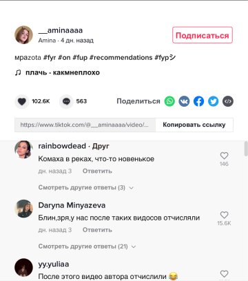 Скриншот комментариев, фото: TikTok