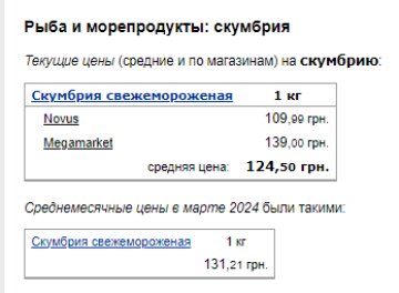 Цены на скумбрию. Фото: скрин Минфин