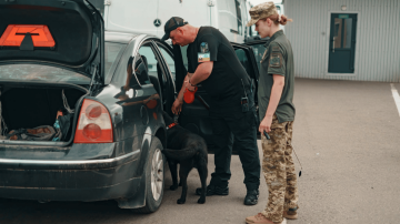 Прикордонник перевіряє документи на виїзд за кордон