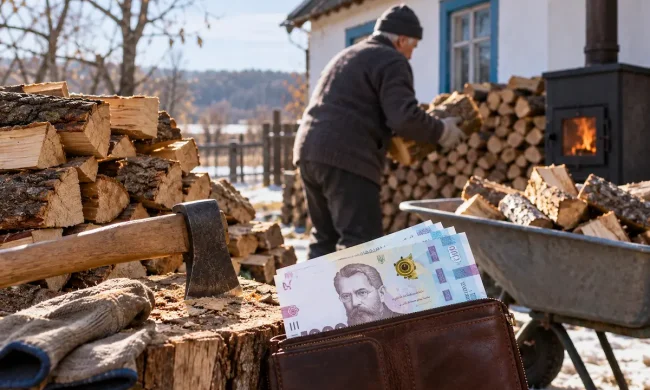 Дрова для опалення будинку взимку