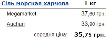 Средняя цена на соль в Украине. Фото: Минфин