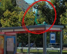 Електросамокат на даху трамвайної зупинки у Варшаві. Фото: warsawhere.pl