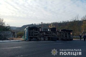 Под Тернополем водитель фуры начал посевать, не дожидаясь Рождества – тонны зерна на асфальте