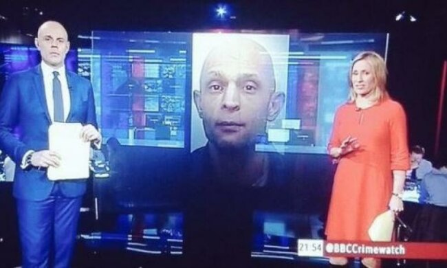 Британський телеведучий виявився схожим на злочинця з сюжету (відео)