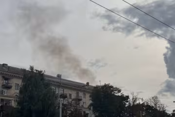 Наслідки удару дрона по будівлі СБУ у Києві