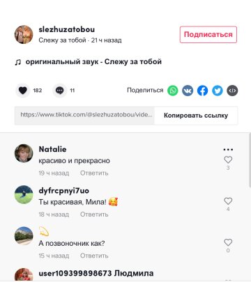 Скріншот коментарів, фото: TikTok