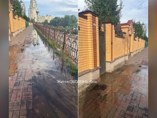 Вода затоплює пішохідну зону на Оболонській набережній