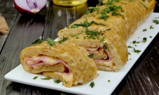 Рулет с картофелем и ветчиной, фото cesmak