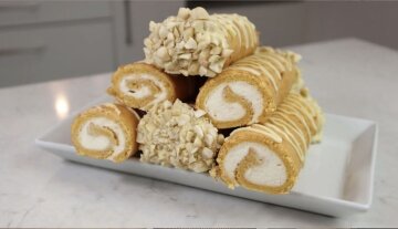 Апельсинові бісквітні рулетики з вершками: фото скрін Ютуб