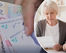 Пенсионер считает деньги у окна