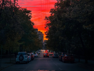 Автомобили, дорога, закат, погода, фото из соцсетей