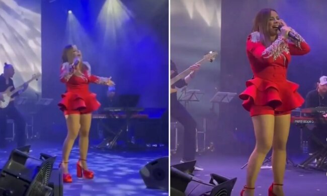 Ани Лорак, скриншот из видео выступления на корпоративе