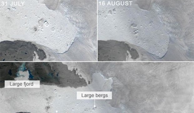 От Гренландии откололся 12-тикилометровой кусок ледника