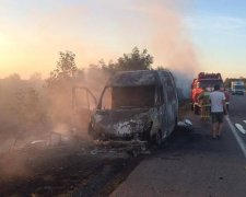 Мікроавтобус улаштував лісову пожежу вздовж одеської траси