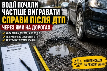Пошкоджене авто через яму на дорозі