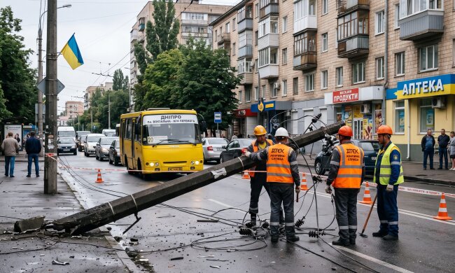 електроопора впала на дорогу Дніпро